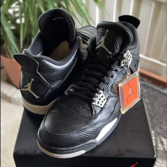 AIR JORDAN 4 Retro LS Oreo Black Grey Sz 10 - Picture 1 of 14